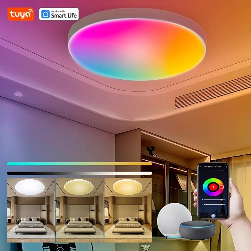 Tuya Ʈ LED õ , 220V 24W RGB + CCT   , 12 ġ , 2700-6500K    ˷  Ʈ